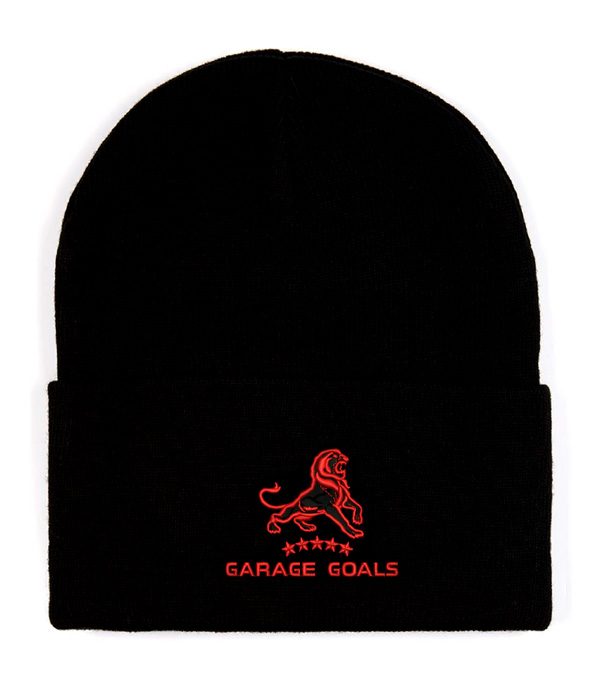 garage goals red beanie